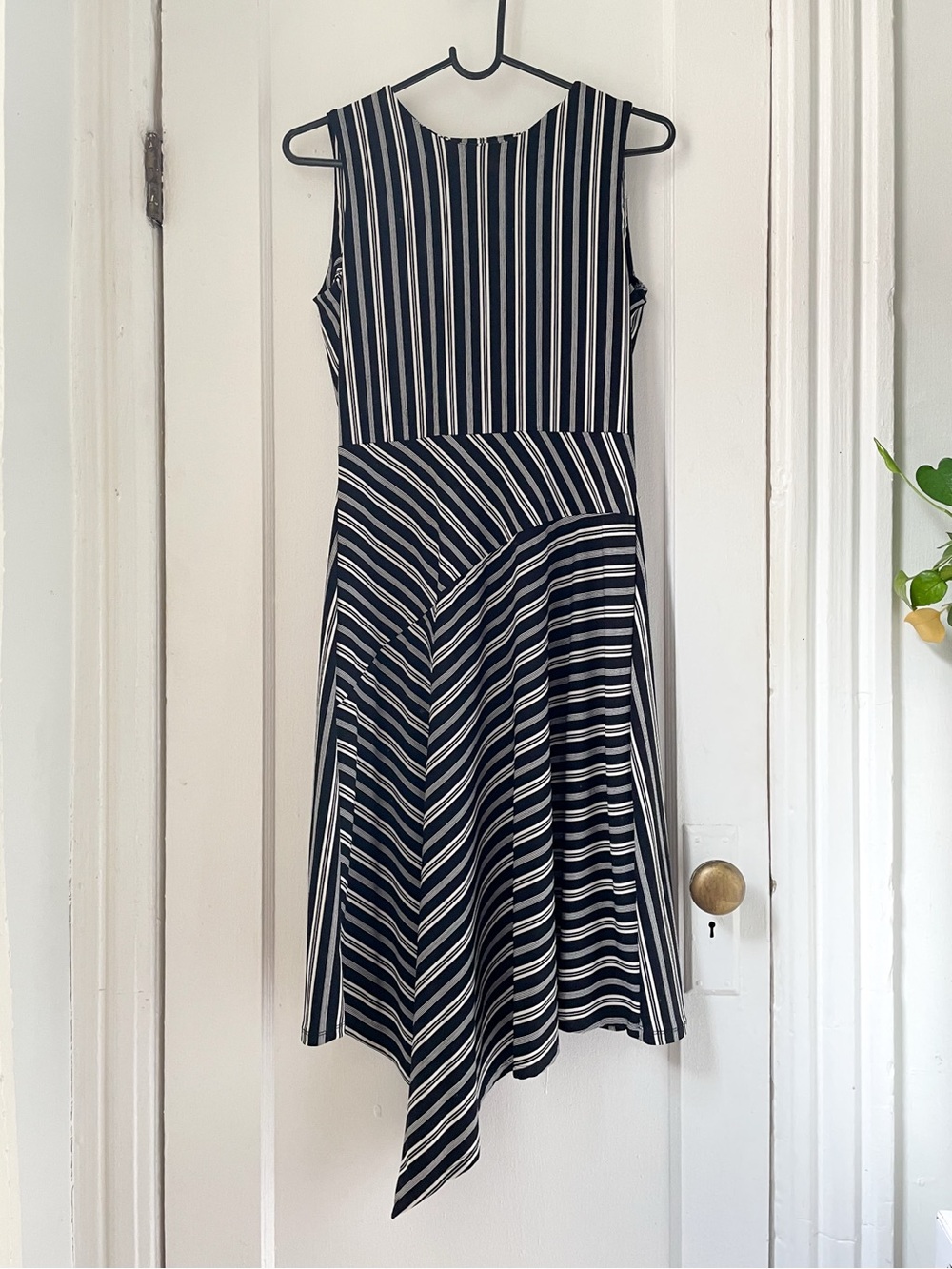 Banana Republic Black and White Asymmetrical Striped Dress